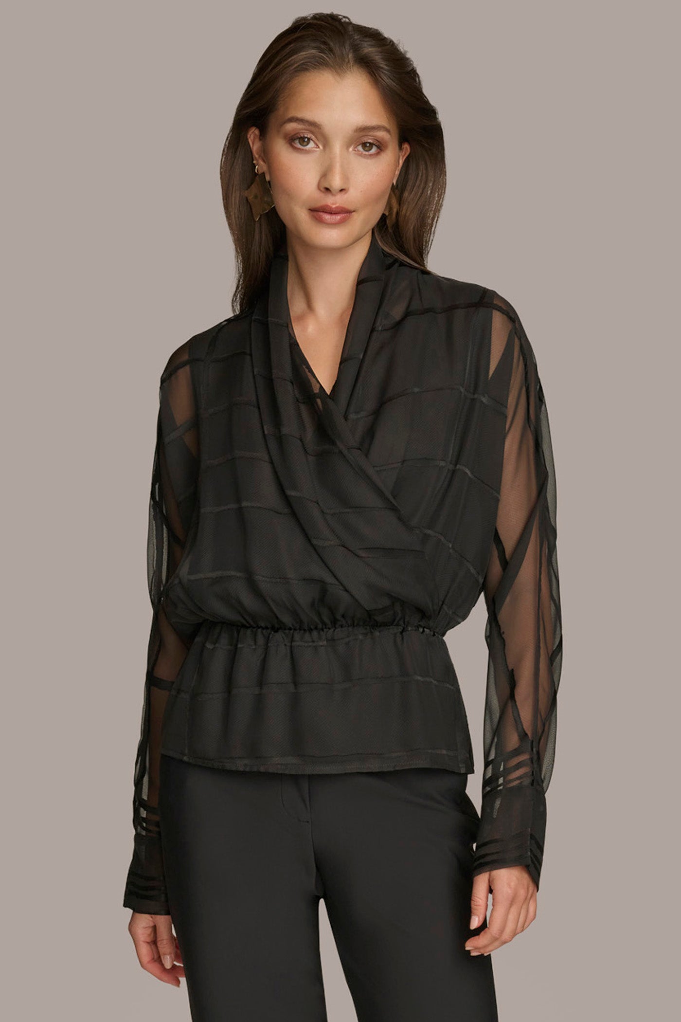 (image for) INGENIOUS BURNOUT FAUX WRAP BLOUSE